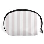 Vertical Stripes - White and Pastel Pink Accessory Pouch (Large)