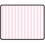 Vertical Stripes - White and Piggy Pink Fleece Blanket (Medium) (One Side)