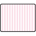 Vertical Stripes - White and Piggy Pink Double Sided Fleece Blanket (Medium) (Two Sides)