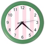 Vertical Stripes - White and Piggy Pink Color Wall Clock