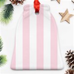 Vertical Stripes - White and Piggy Pink Ornament (Bell)