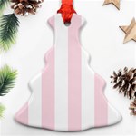 Vertical Stripes - White and Piggy Pink Ornament (Christmas Tree)