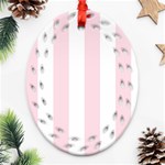 Vertical Stripes - White and Piggy Pink Ornament (Bell) Ornament (Oval Filigree)