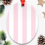 Vertical Stripes - White and Piggy Pink Oval Ornament (Two Sides)