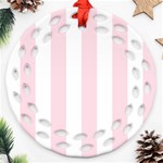 Vertical Stripes - White and Piggy Pink Ornament (Round Filigree)