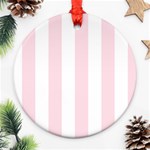 Vertical Stripes - White and Piggy Pink Ornament (Round)