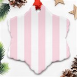 Vertical Stripes - White and Piggy Pink Ornament (Snowflake)