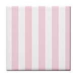 Vertical Stripes - White and Piggy Pink Tile Coaster