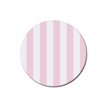 Vertical Stripes - White and Piggy Pink Rubber Coaster (Round)