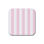 Vertical Stripes - White and Piggy Pink Rubber Coaster (Square)