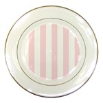 Vertical Stripes - White and Piggy Pink Porcelain Plate