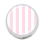 Vertical Stripes - White and Piggy Pink 4-Port USB Hub (One Side)