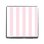 Vertical Stripes - White and Piggy Pink Memory Card Reader (Square)