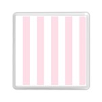 Vertical Stripes - White and Piggy Pink Memory Card Reader with Storage (Square)