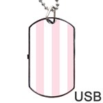 Vertical Stripes - White and Piggy Pink Dog Tag USB Flash (One Side)