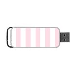 Vertical Stripes - White and Piggy Pink Portable USB Flash (One Side)