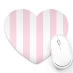 Vertical Stripes - White and Piggy Pink Heart Mousepad