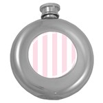 Vertical Stripes - White and Piggy Pink Hip Flask (5 oz)