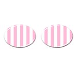 Vertical Stripes - White and Cotton Candy Pink Cufflinks (Oval)