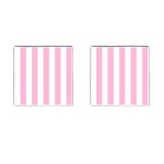 Vertical Stripes - White and Cotton Candy Pink Cufflinks (Square)