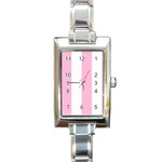 Vertical Stripes - White and Cotton Candy Pink Rectangle Italian Charm Watch