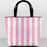 Vertical Stripes - White and Cotton Candy Pink Bucket Bag