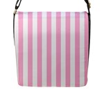 Vertical Stripes - White and Cotton Candy Pink Flap Closure Messenger Bag (L)