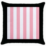 Vertical Stripes - White and Pastel Pink Throw Pillow Case (Black)