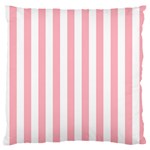 Vertical Stripes - White and Pastel Pink Large Flano Cushion Case (One Side)