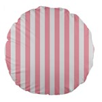 Vertical Stripes - White and Pastel Pink Large 18  Premium Round Cushion