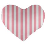 Vertical Stripes - White and Pastel Pink Large 19  Premium Heart Shape Cushion