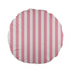 Vertical Stripes - White and Pastel Pink Standard 15  Premium Flano Round Cushion