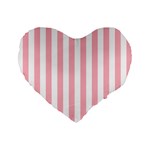 Vertical Stripes - White and Pastel Pink Standard 16  Premium Flano Heart Shape Cushion