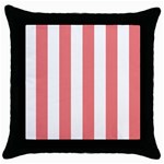 Vertical Stripes - White and Coral Pink Throw Pillow Case (Black)