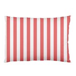 Vertical Stripes - White and Coral Pink Pillow Case (One Side)