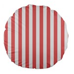 Vertical Stripes - White and Coral Pink Large 18  Premium Round Cushion