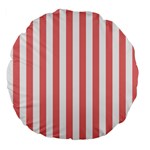 Vertical Stripes - White and Coral Pink Large 18  Premium Flano Round Cushion