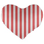 Vertical Stripes - White and Coral Pink Large 19  Premium Heart Shape Cushion