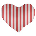 Vertical Stripes - White and Coral Pink Large 19  Premium Flano Heart Shape Cushion