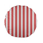 Vertical Stripes - White and Coral Pink Standard 15  Premium Round Cushion