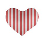 Vertical Stripes - White and Coral Pink Standard 16  Premium Heart Shape Cushion