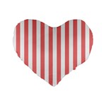 Vertical Stripes - White and Coral Pink Standard 16  Premium Flano Heart Shape Cushion