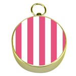 Vertical Stripes - White and Dark Pink Gold Compass