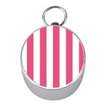 Vertical Stripes - White and Dark Pink Silver Compass (Mini)