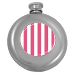 Vertical Stripes - White and Dark Pink Hip Flask (5 oz)