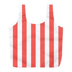 Vertical Stripes - White and Pastel Red Full Print Recycle Bag (L)