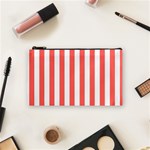 Vertical Stripes - White and Pastel Red Cosmetic Bag (S)