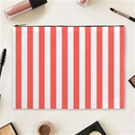 Vertical Stripes - White and Pastel Red Cosmetic Bag (XL)