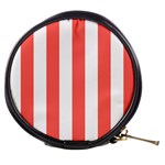 Vertical Stripes - White and Pastel Red Mini Makeup Bag