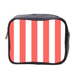 Vertical Stripes - White and Pastel Red Mini Toiletries Bag (Two Sides)